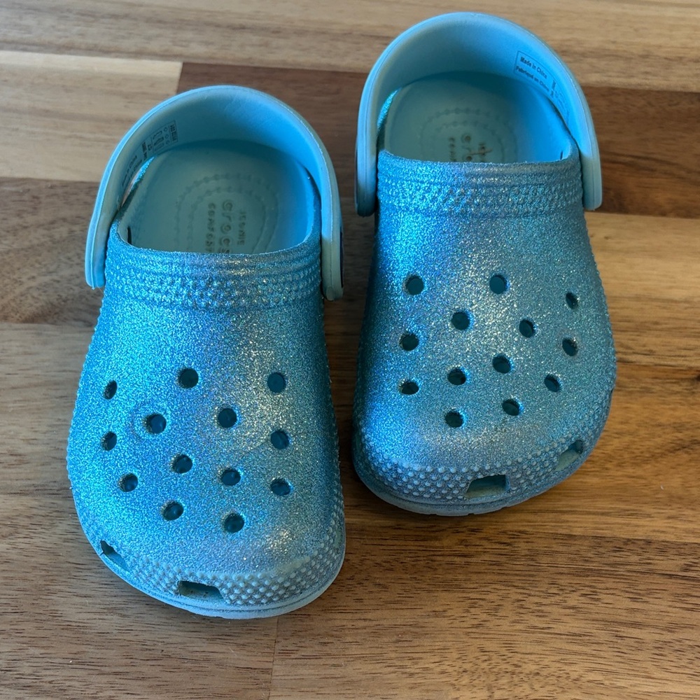 CROCS | Blue Glittery Kid’s Slip-On Shoes | Size Toddler 7